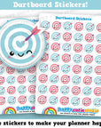 48 Cute Dartboard/Darts/Sport Planner Stickers
