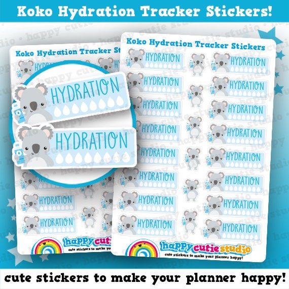 16 Cute Koko the Koala Hydration Tracker Planner Stickers ...
