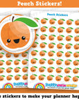 48 Cute Peach/Fruit/Health Planner Stickers