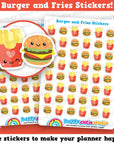 48 Cute Burger and Fries/Fast Food Planner Sticker