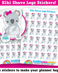 36 Cute Kiki the Koala Shave Legs Planner Stickers