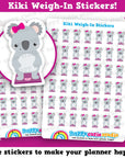 42 Cute Kiki the Koala Weigh-In Planner Stickers