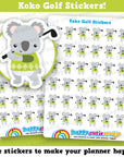 36 Cute Koko The Koala Golf/Golfing Planner Stickers