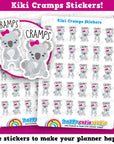 30 Cute Kiki the Koala Cramps/Period/IBS Planner Stickers