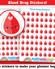 64 Cute Blood Drop/Blood Test Planner Stickers