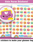 48 Cute Coin Purse/Payday Planner Stickers