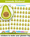 48 Cute Avocado/Vegan/Vegetarian/Health Planner Stickers