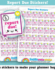 36 Cute Report Due/College/School Planner Stickers