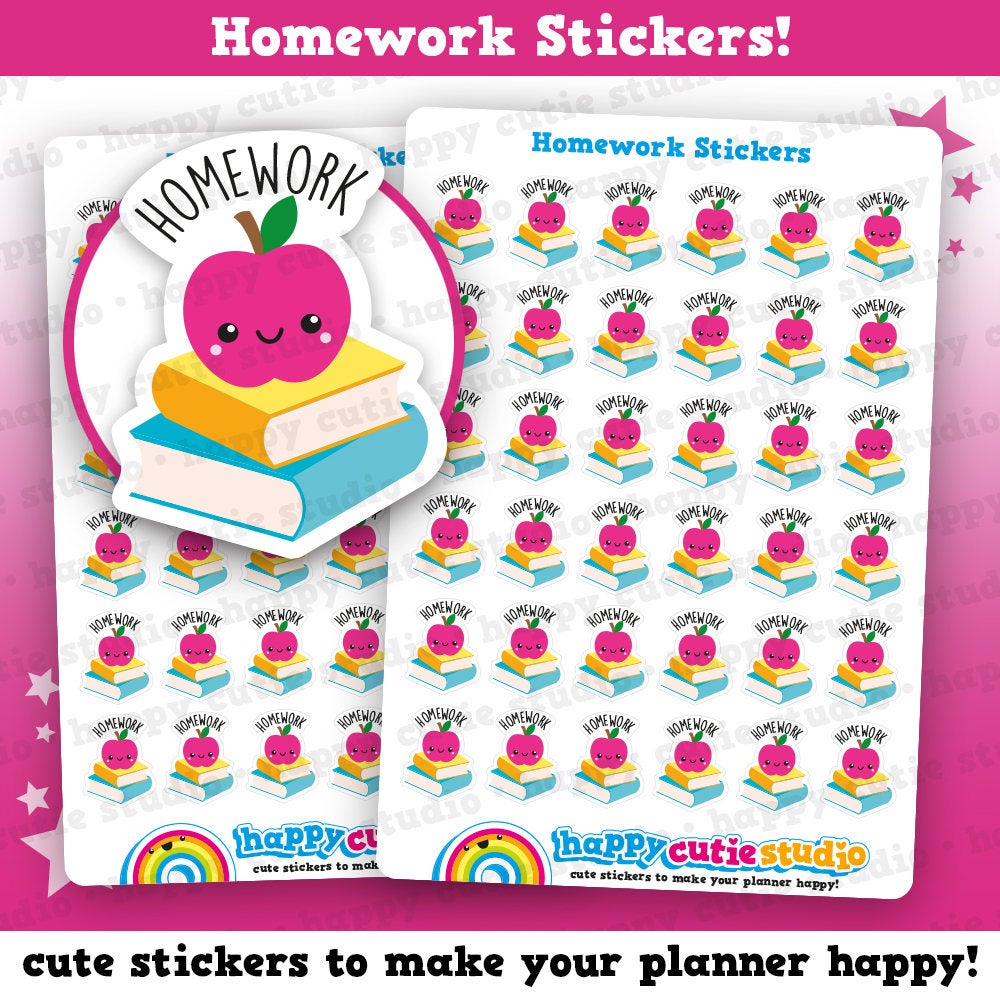 36 Cute Homework Planner Stickers HappyCutieStudio