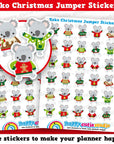 36 Cute Koko the Koala Christmas Jumper Planner Stickers