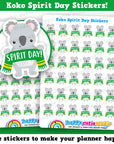 35 Cute Koko the Koala Green Spirit Day Planner Stickers