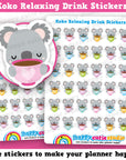 36 Cute Koko the Koala Relaxing Drink/Tea/Coffee Planner Stickers
