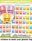 36 Cute Daily and Monthly Countdown Flags Planner Stickers