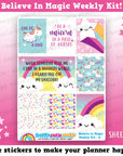 Believe in Magic/Unicorn/Rainbow Weekly Kit, Planner Stickers