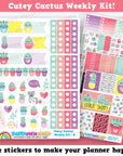 Cutey Cactus/Succulent Weekly Kit, Planner Stickers