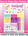 Believe In Magic/Unicorn/Rainbow MINI Weekly Kit, Planner Stickers