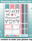 Planning Panda/Cute Panda Bear/Bamboo Weekly Kit, Planner Stickers