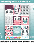 Planning Panda/Cute Panda Bear/Bamboo Weekly Kit, Planner Stickers