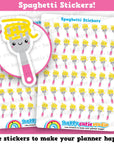 48 Cute Spaghetti/Pasta/Knife and Fork/Meal Prep/Cutlery Stickers