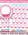 23 Cute Blood/Glucose/Diabetes Tracker Planner Stickers