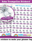 36 Cute Koko The Koala/Trampoline/Exercise/Children/Kids Planner Stickers