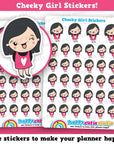 34 Cute Cheeky/Winking Girl Planner Stickers