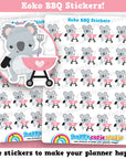 25 Cute Koko the Koala 'BBQ' Planner Stickers