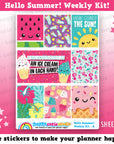 Hello Summer!/Cute Ice Cream/Tropical Weekly Kit, Planner Stickers