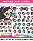 34 Cute Binoculars/Watching/Happy Mail Girl Planner Stickers
