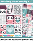 Planning Panda/Cute Panda Bear/Bamboo Weekly Kit, Planner Stickers
