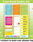 Fruit Salad/Cute Fruit/Bananas/Lemons/Oranges Weekly Kit, Planner Stickers