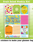 Fruit Salad/Cute Fruit/Bananas/Lemons/Oranges Weekly Kit, Planner Stickers