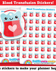 42 Cute Blood Transfusion/Donate/Blood Donor/Reminder Planner Stickers