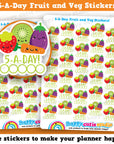30 Cute 5-A-Day Fruit and Veg Tracker Planner Stickers