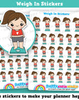29 Cute Weigh In/Scales/Diet/Weigh In Girl Planner Stickers