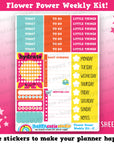 Flower Power/1960/Retro/Funky Weekly Kit, Planner Stickers