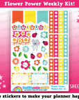 Flower Power/1960/Retro/Funky Weekly Kit, Planner Stickers