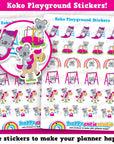 27 Cute Koko The Koala/Kiko Playground/Park/Children/Kids Planner Stickers
