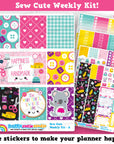 Sew Cute/Sewing/Craft Weekly Kit, Planner Stickers
