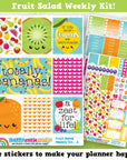 Fruit Salad/Cute Fruit/Bananas/Lemons/Oranges Weekly Kit, Planner Stickers