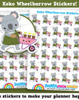 30 Cute Koko the Koala Wheelbarrow Planner Stickers