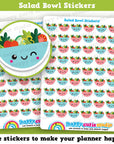 54 Cute Salad Bowl/Healthy Eating/Diet Planner Stickers