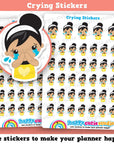 40 Cute Crying/Sad/Emotional/Bad Day Girl Planner Stickers