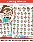 41 Cute Reading/Library Girl Planner Stickers