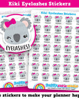 35 Cute Kiki the Koala Eyelashes/Appointment Planner Stickers