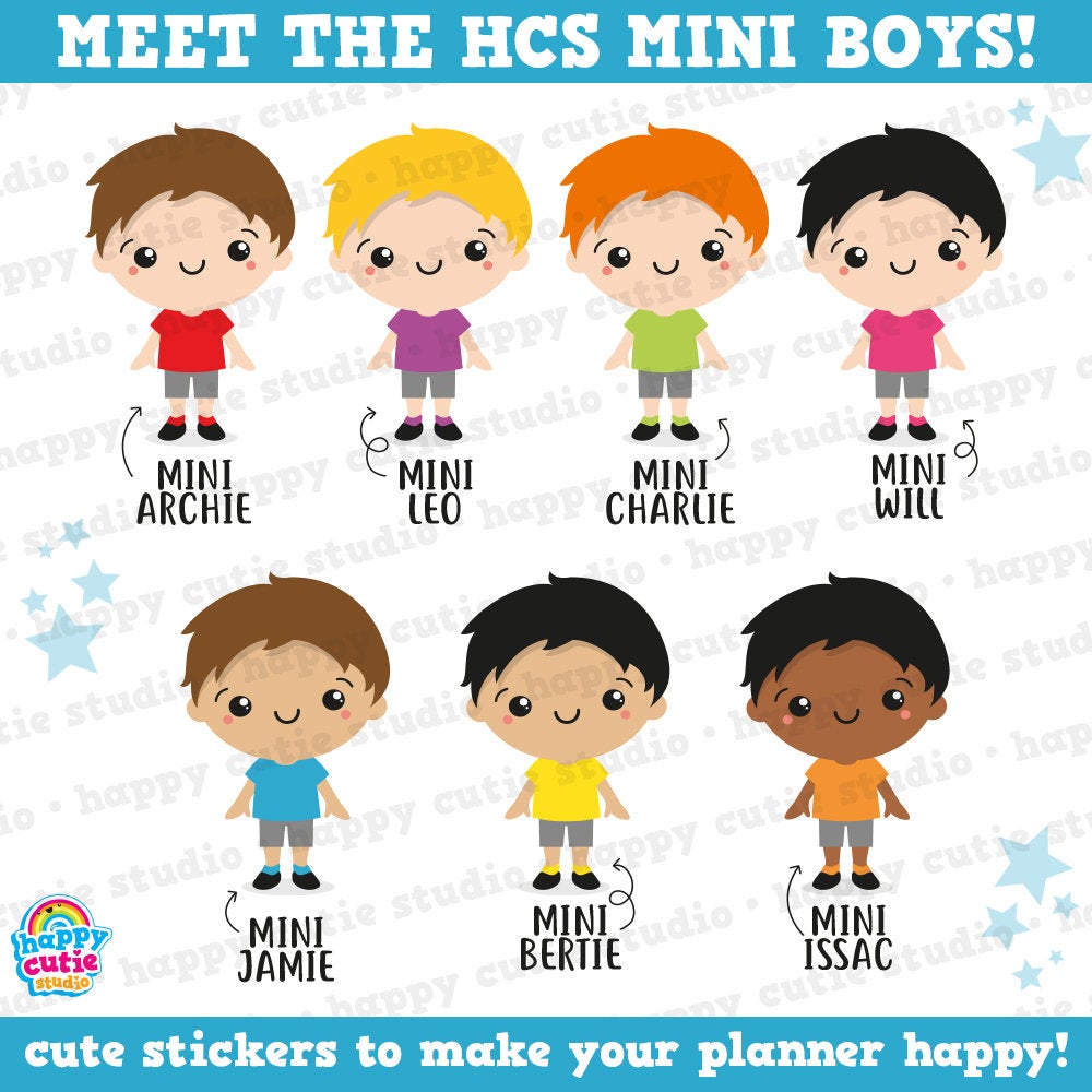 48 Cute Mini HCS Boys Kickboxing Planner Stickers