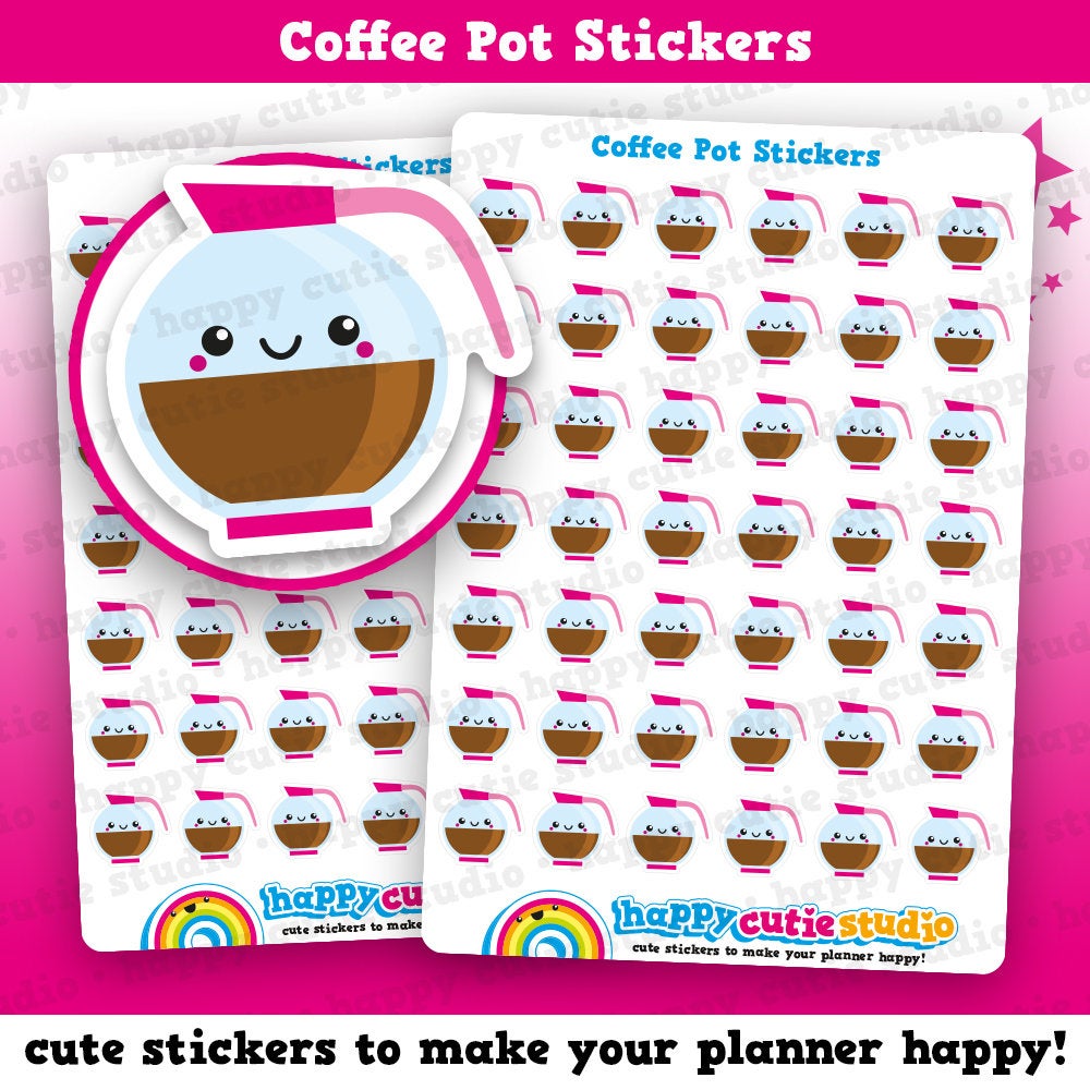 42 Cute Coffee Pot Planner Stickers