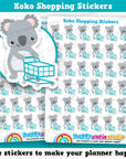 36 Cute Koko the Koala Shopping/Cart/Groceries/Trolley Planner Stickers