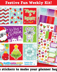 Festive Fun/Christmas/Holiday Weekly Kit, Planner Stickers