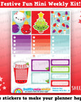 Festive Fun/Christmas/Holidays MINI Weekly Kit, Planner Stickers